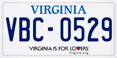 VA license plate VBC0529