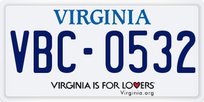 VA license plate VBC0532