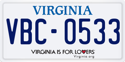 VA license plate VBC0533