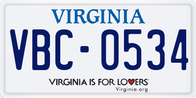 VA license plate VBC0534