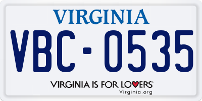 VA license plate VBC0535