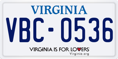 VA license plate VBC0536