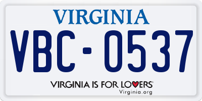 VA license plate VBC0537
