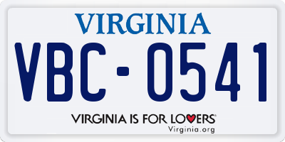 VA license plate VBC0541