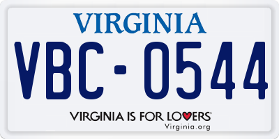 VA license plate VBC0544