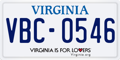 VA license plate VBC0546