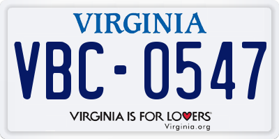 VA license plate VBC0547