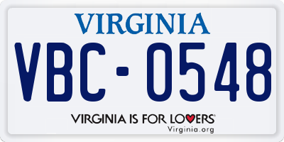 VA license plate VBC0548