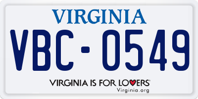 VA license plate VBC0549