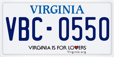 VA license plate VBC0550