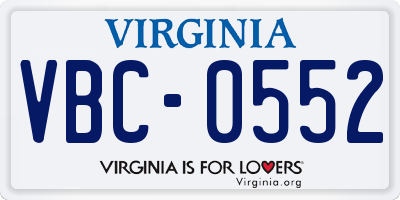 VA license plate VBC0552