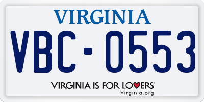 VA license plate VBC0553