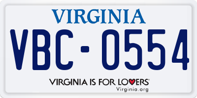 VA license plate VBC0554