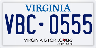 VA license plate VBC0555