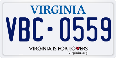 VA license plate VBC0559