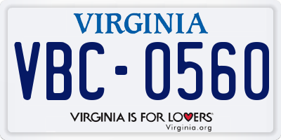 VA license plate VBC0560