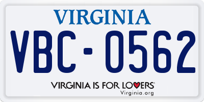 VA license plate VBC0562
