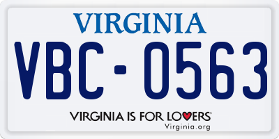 VA license plate VBC0563