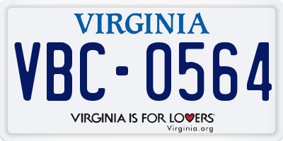 VA license plate VBC0564