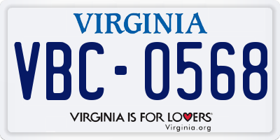 VA license plate VBC0568