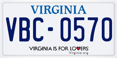 VA license plate VBC0570
