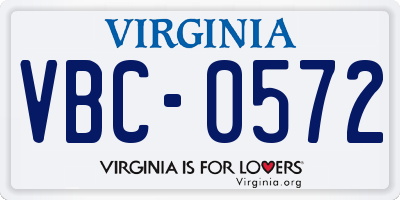 VA license plate VBC0572