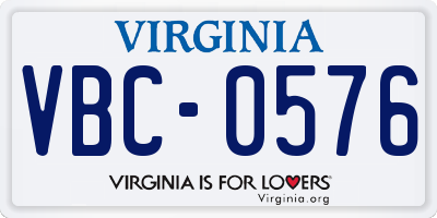 VA license plate VBC0576