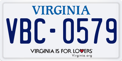 VA license plate VBC0579