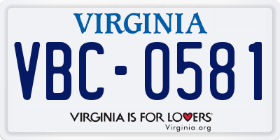 VA license plate VBC0581