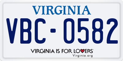 VA license plate VBC0582