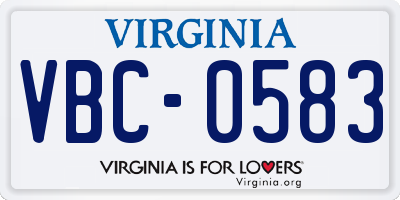 VA license plate VBC0583