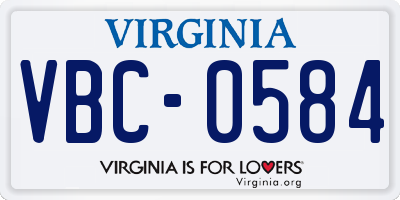 VA license plate VBC0584