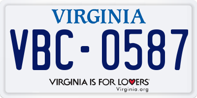 VA license plate VBC0587