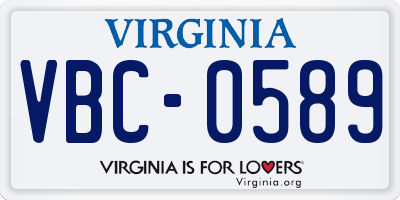 VA license plate VBC0589