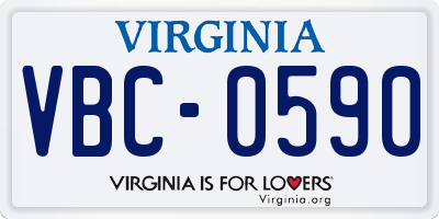 VA license plate VBC0590