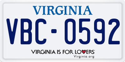 VA license plate VBC0592