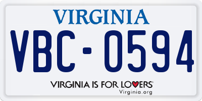 VA license plate VBC0594