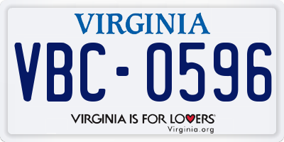 VA license plate VBC0596