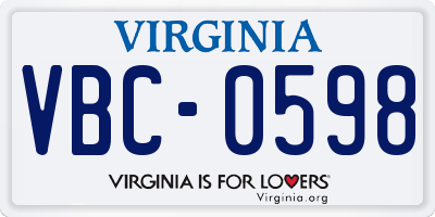 VA license plate VBC0598