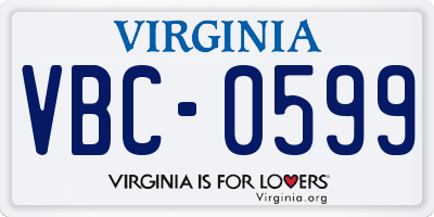 VA license plate VBC0599