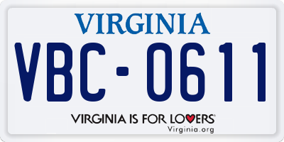 VA license plate VBC0611