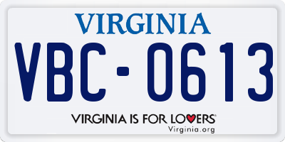 VA license plate VBC0613