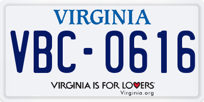 VA license plate VBC0616