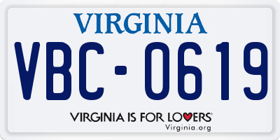 VA license plate VBC0619