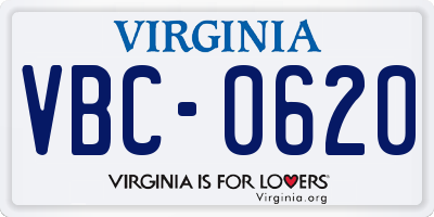 VA license plate VBC0620