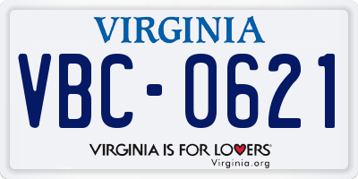VA license plate VBC0621