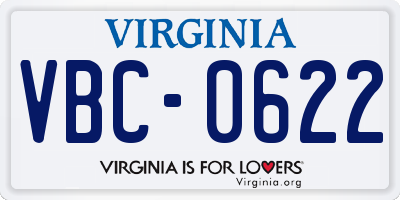 VA license plate VBC0622