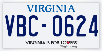 VA license plate VBC0624