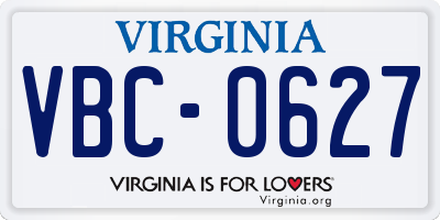 VA license plate VBC0627