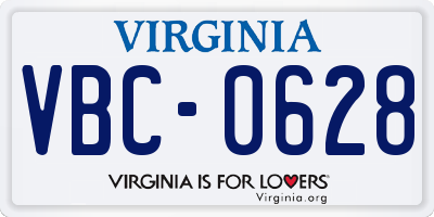 VA license plate VBC0628